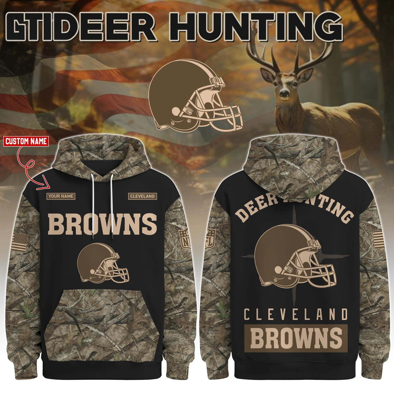 Cleveland Browns Deer Hunting Limited Edition Hoodie Â– NFL Hunting Hoodie for Fans