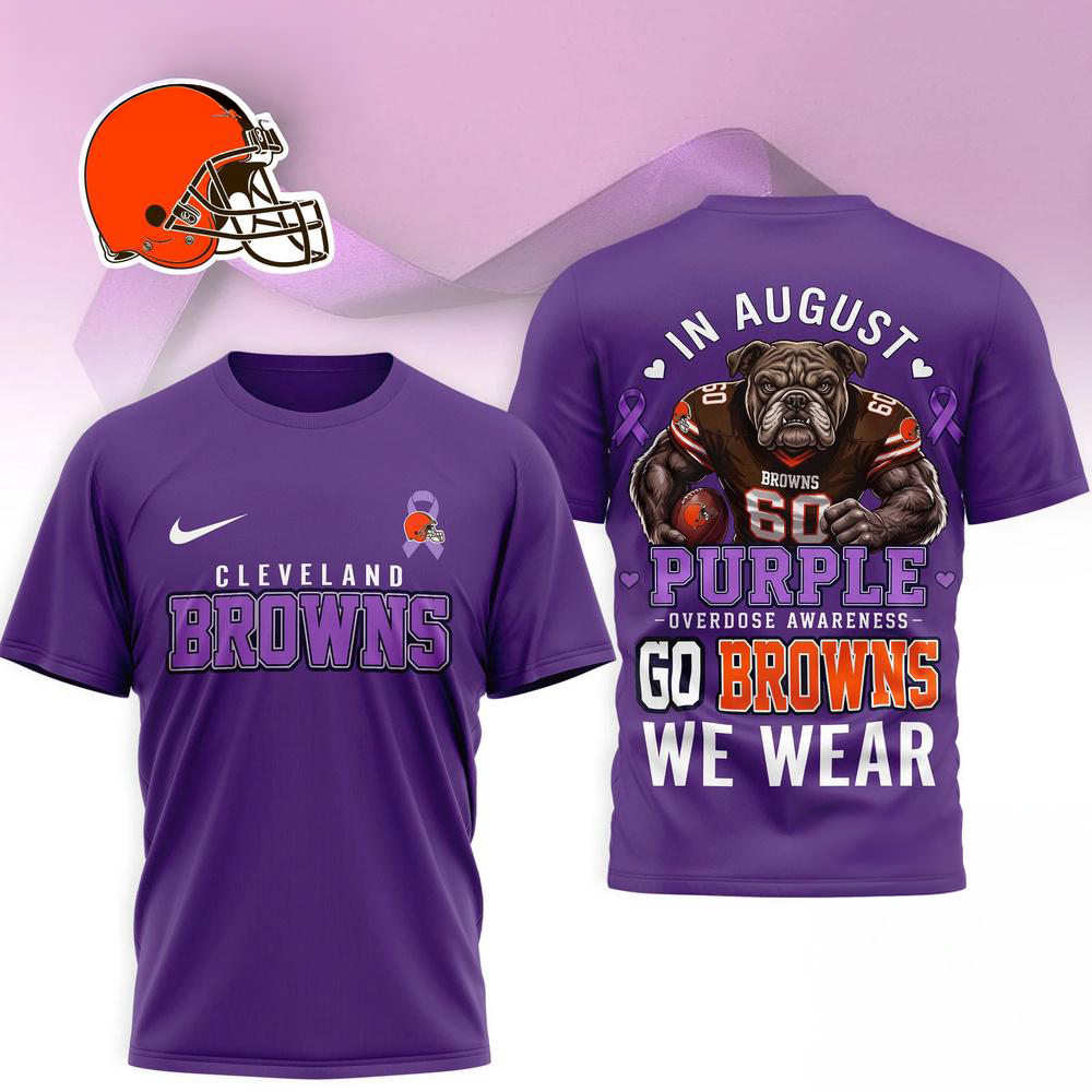 Cleveland Browns NFL In August We Wear Purple Overdose Awareness 3D Graphic T Shirt