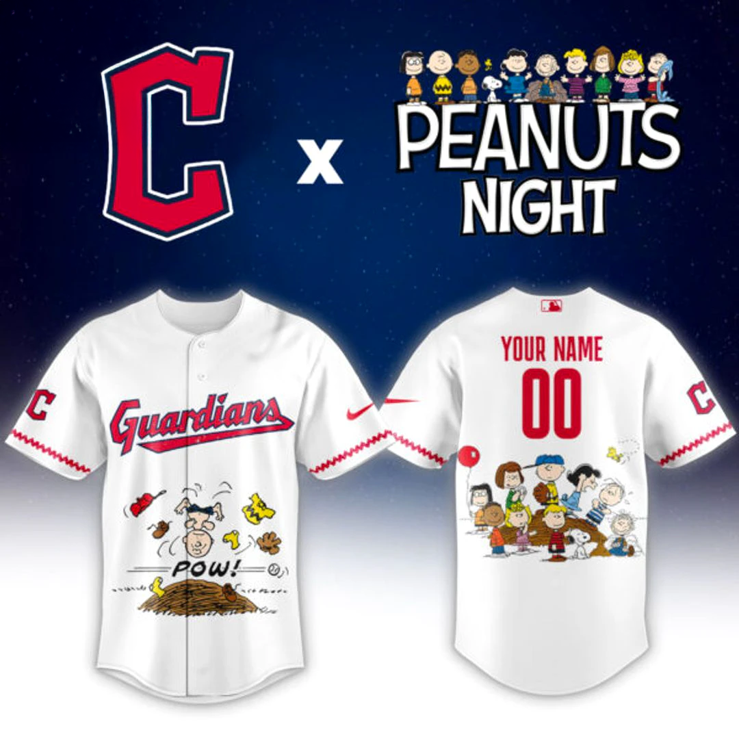 Cleveland Guardians x Peanuts Night Edition Custom Name Baseball Jersey