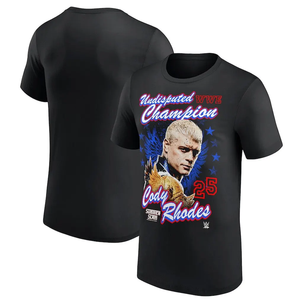 Cody Rhodes Merch Mens Black Cody Rhodes SummerSlam 2025 Winner TShirt Gifts For Him