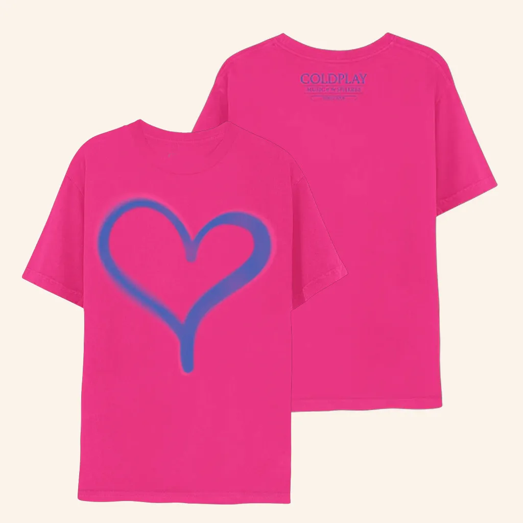 Coldplay Merch Pink Heart Music Of The Spheres Tour TShirt Gifts For Rock Fans