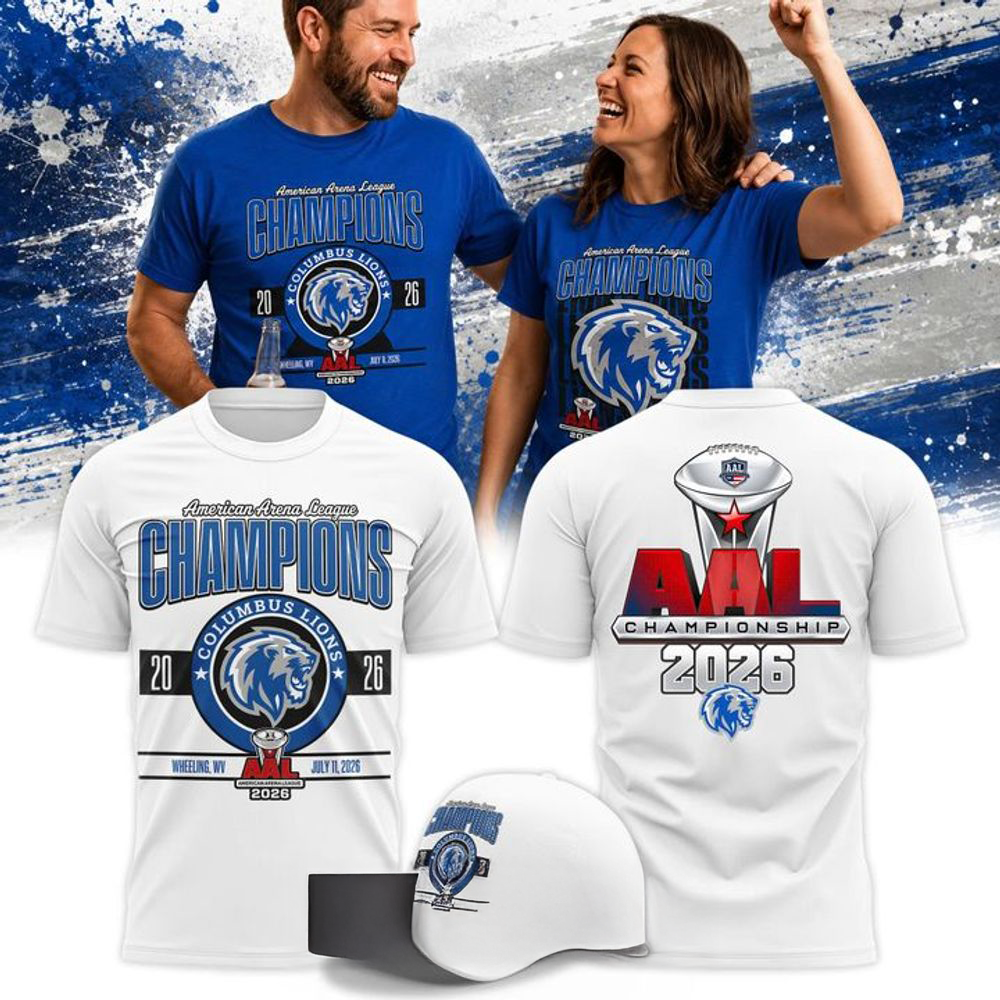 Columbus Lions 2026 AAL Champions White Double Sided Graphic T Shirt