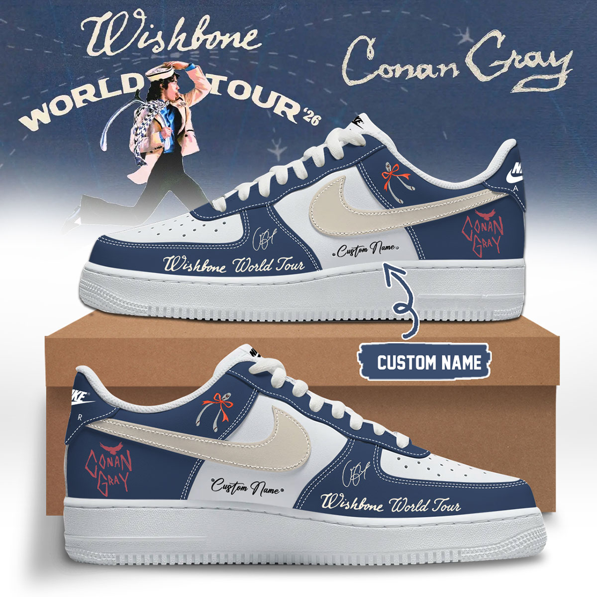 Conan Gray Wishbone World Tour Air Jordan 1 Inspired Sneakers