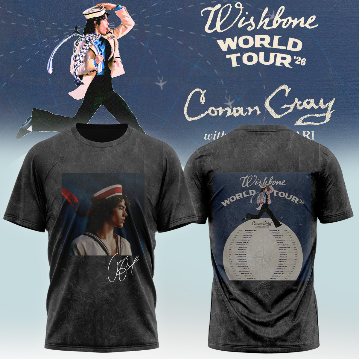 Conan Gray Wishbone World Tour Collector Live Graphic Tee