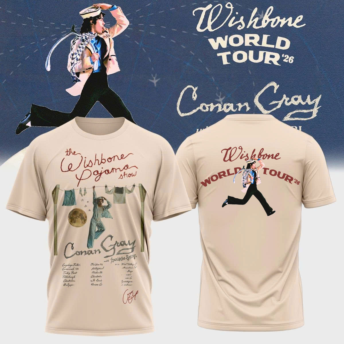 Conan Gray Wishbone World Tour Exclusive Limited Graphic T Shirt