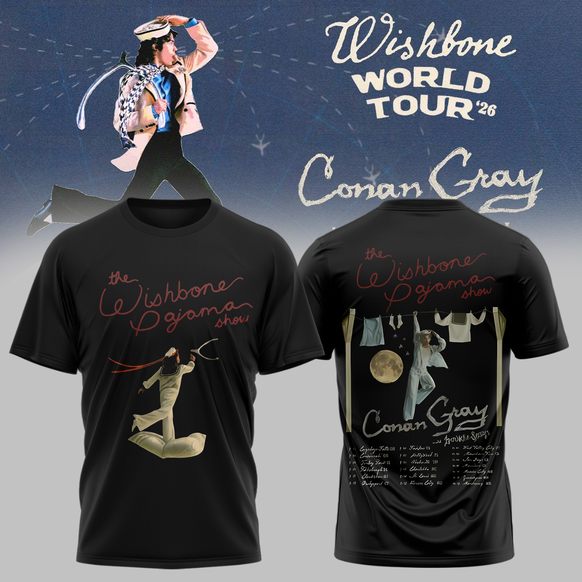 Conan Gray Wishbone World Tour Limited Edition Graphic T Shirt