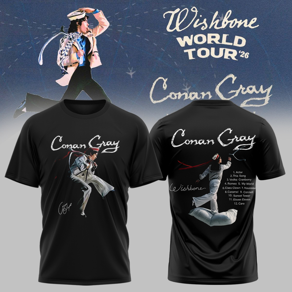 Conan Gray Wishbone World Tour Premium Concert Graphic Tee