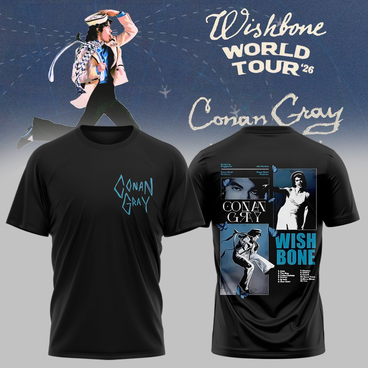 Conan Gray Wishbone World Tour Premium Fan Graphic T Shirt