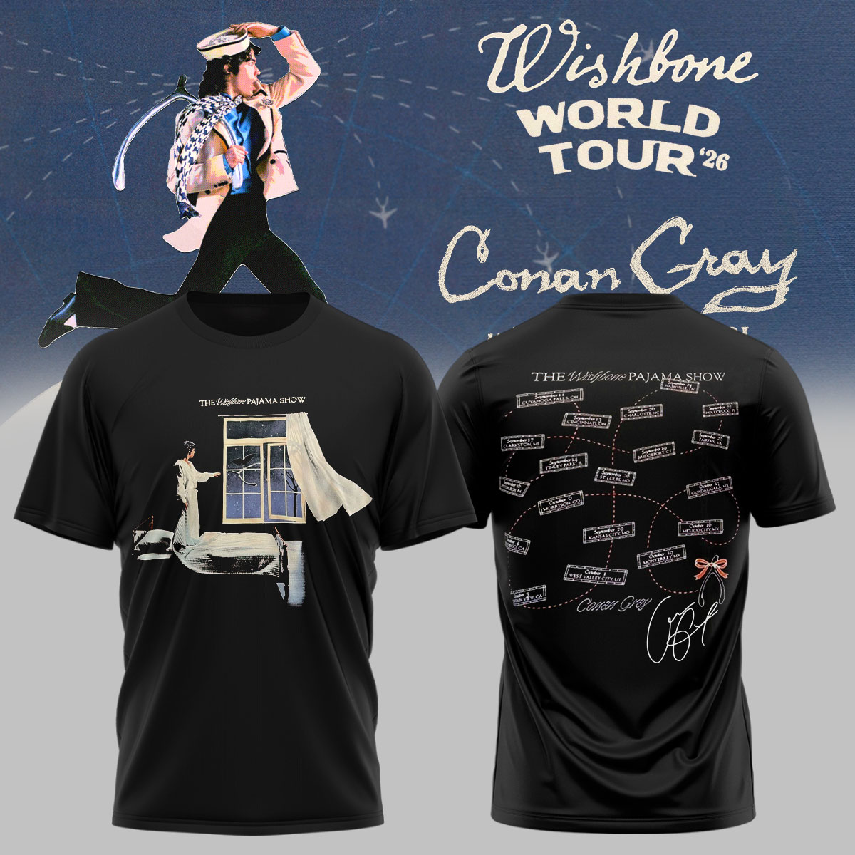 Conan Gray Wishbone World Tour Signature Tour Graphic T Shirt