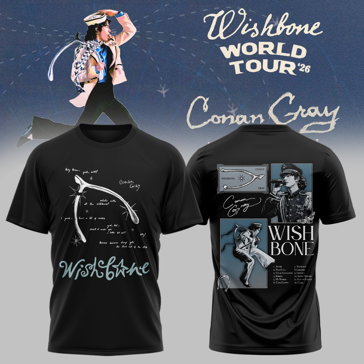 Conan Gray Wishbone World Tour Tour Date Graphic Tee