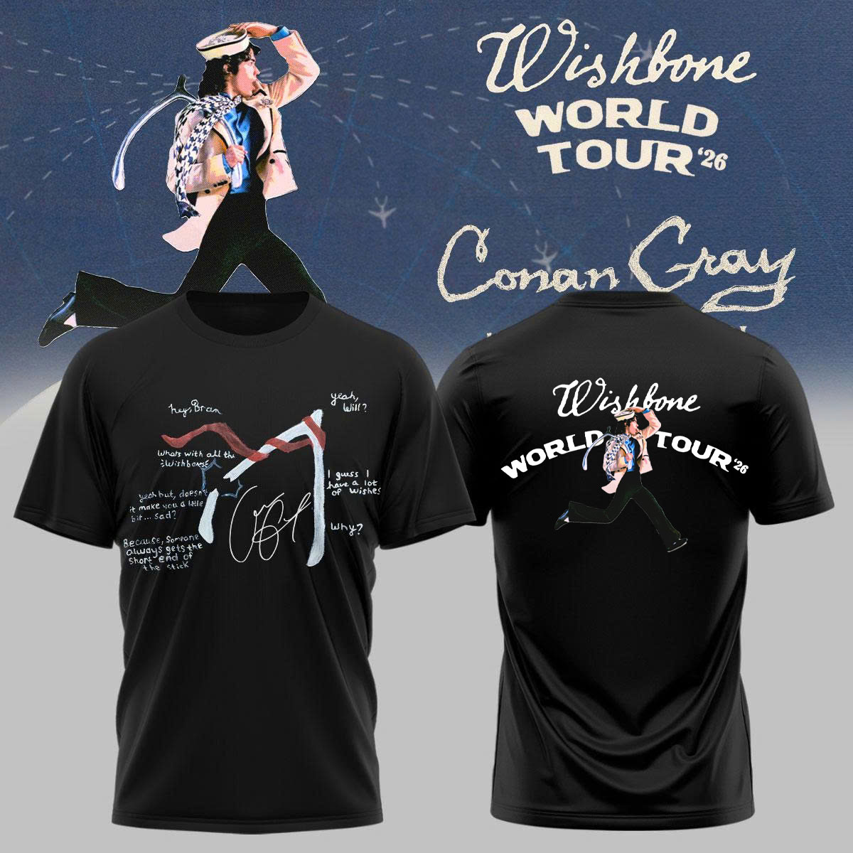 Conan Gray Wishbone World Tour Ultimate Fan Graphic Tee