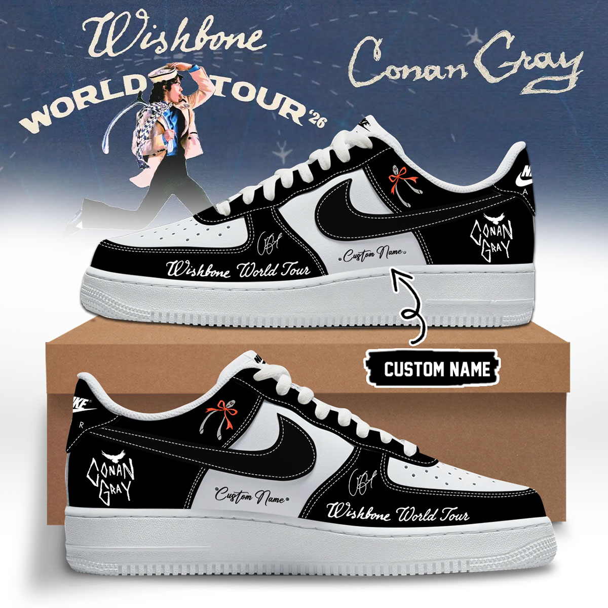 Conan Gray Wishbone World Tour Vintage High Top Sneakers