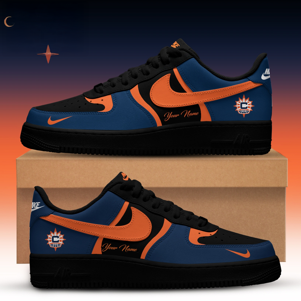 Connecticut Sun WNBA x Back 2 Black Edition Nike Air Force 1 Low Custom Sneakers