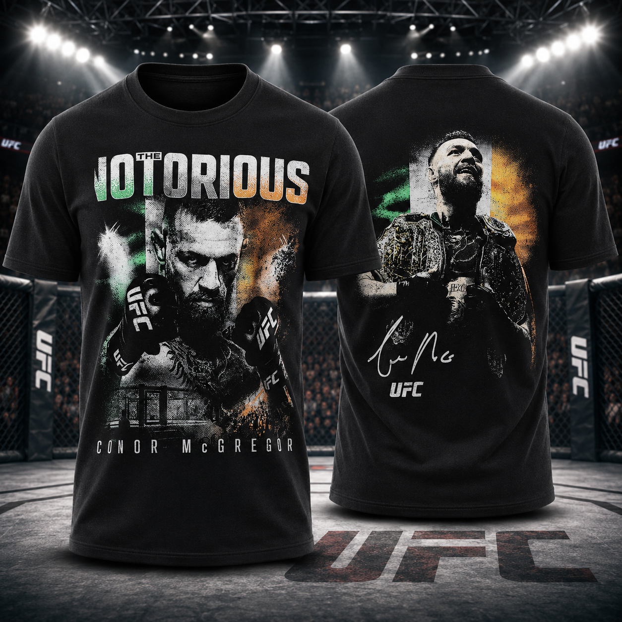Conor McGregor The Notorious Irish Pride UFC Graphic T Shirt Double Sided Fight Fan Gift