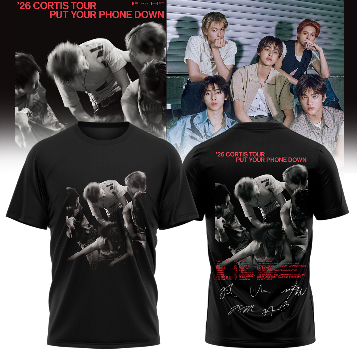 Cortis Tour 2026 Put Your Phone Down Tour Dates T Shirt Concert Fan Gift Limited Edition