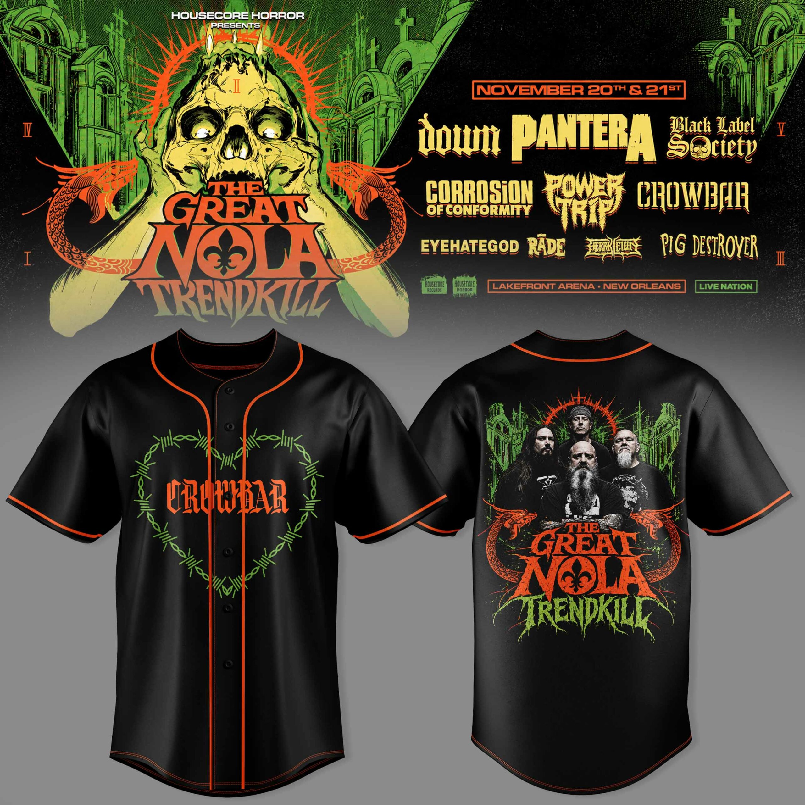 Crowbar The Great NOLA Trendrkill Jersey Concert Fan Apparel 2 - Unicasport Crowbar The Great NOLA Trendrkill Jersey Concert Fan Apparel