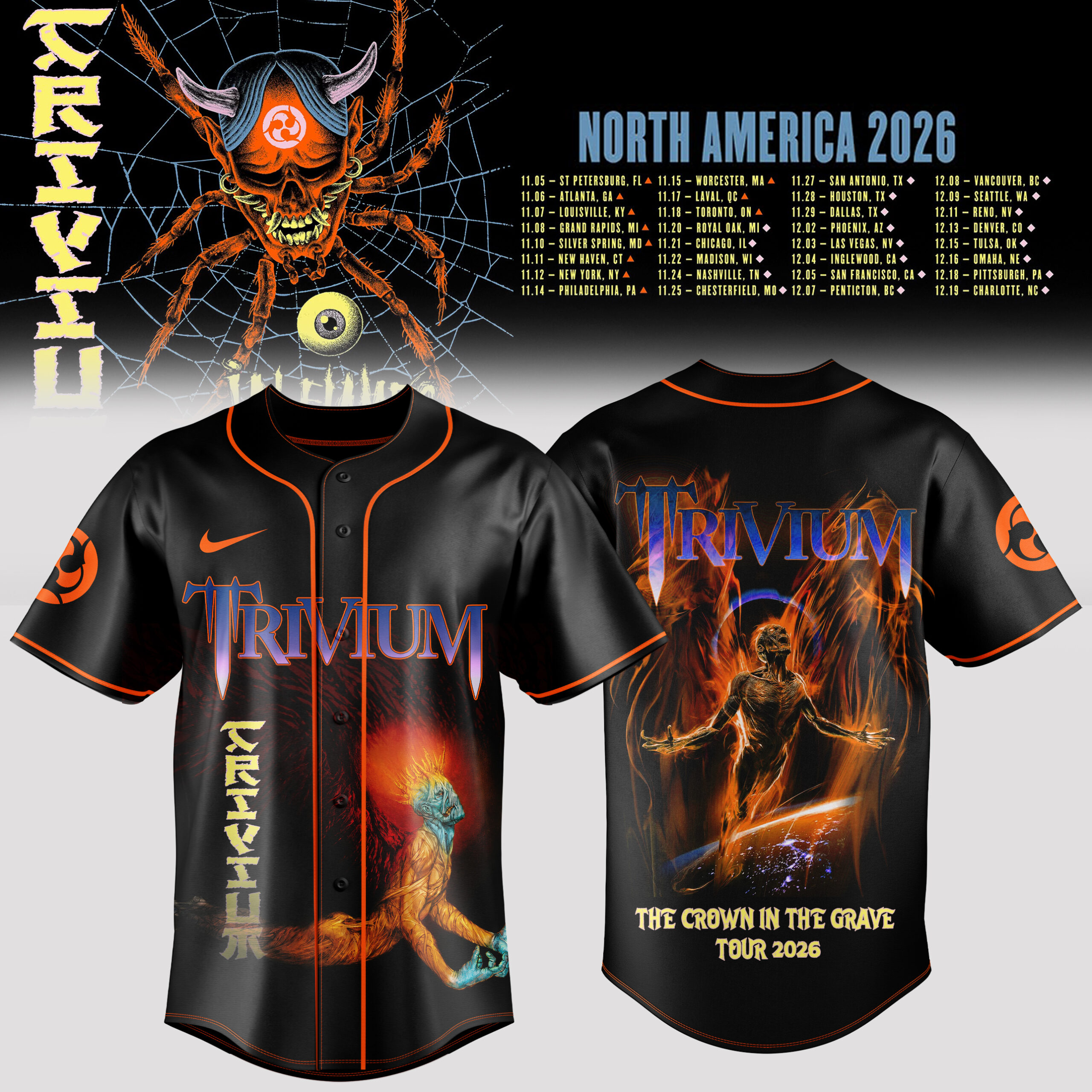 Crown In The Grave World Tour 2026 Premium Fan Baseball Jersey