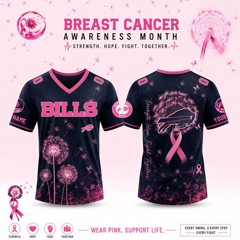 Custom Buffalo Bills Breast Cancer Awareness Dandelion of Hope Jersey 1 - Unicasport Custom Buffalo Bills Breast Cancer Awareness Dandelion of Hope Jersey