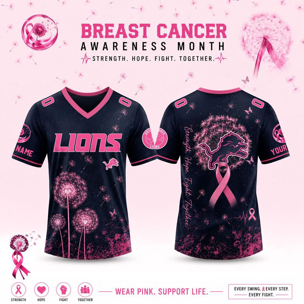 Custom Detroit Lions Breast Cancer Awareness Dandelion of Hope Jersey 1 - Unicasport Custom Detroit Lions Breast Cancer Awareness Dandelion of Hope Jersey