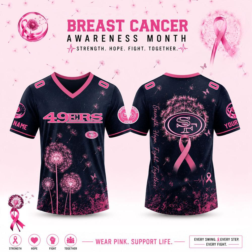 Custom Football Breast Cancer Awareness Dandelion Of Hope Jersey Personalized Support Apparel 1 - Unicasport Custom Football Breast Cancer Awareness Dandelion Of Hope Jersey Personalized Support Apparel