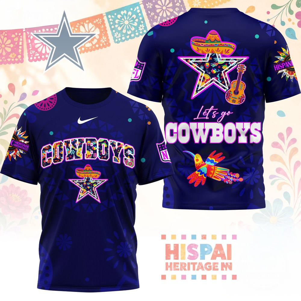 Dallas Cowboys 2026 NFL Hispanic Heritage Fiesta Premium 3D Graphic T Shirt