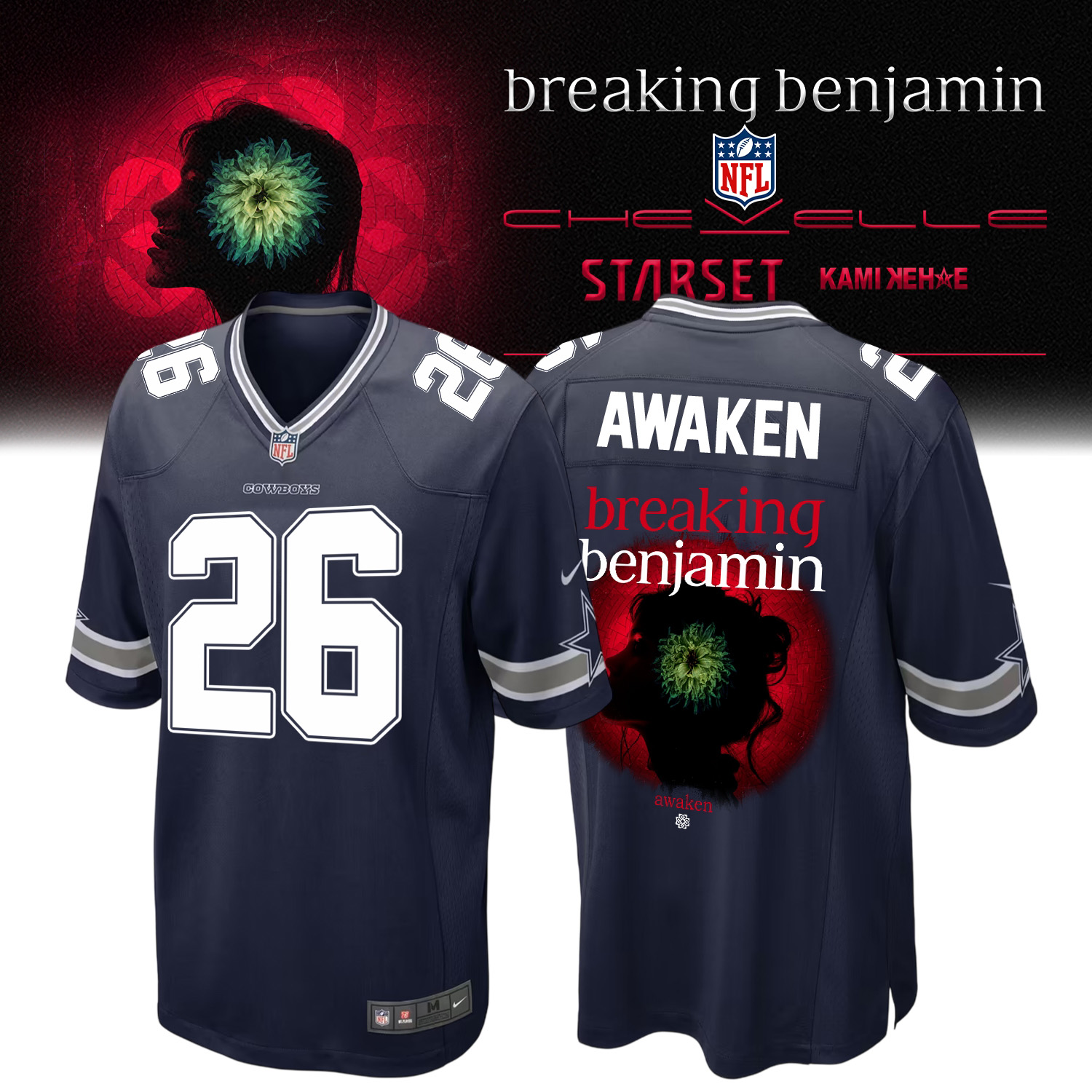 Dallas Cowboys Breaking Benjamin 2026 Football Jersey Crossover Design 1 - Unicasport Dallas Cowboys Breaking Benjamin 2026 Football Jersey Crossover Design