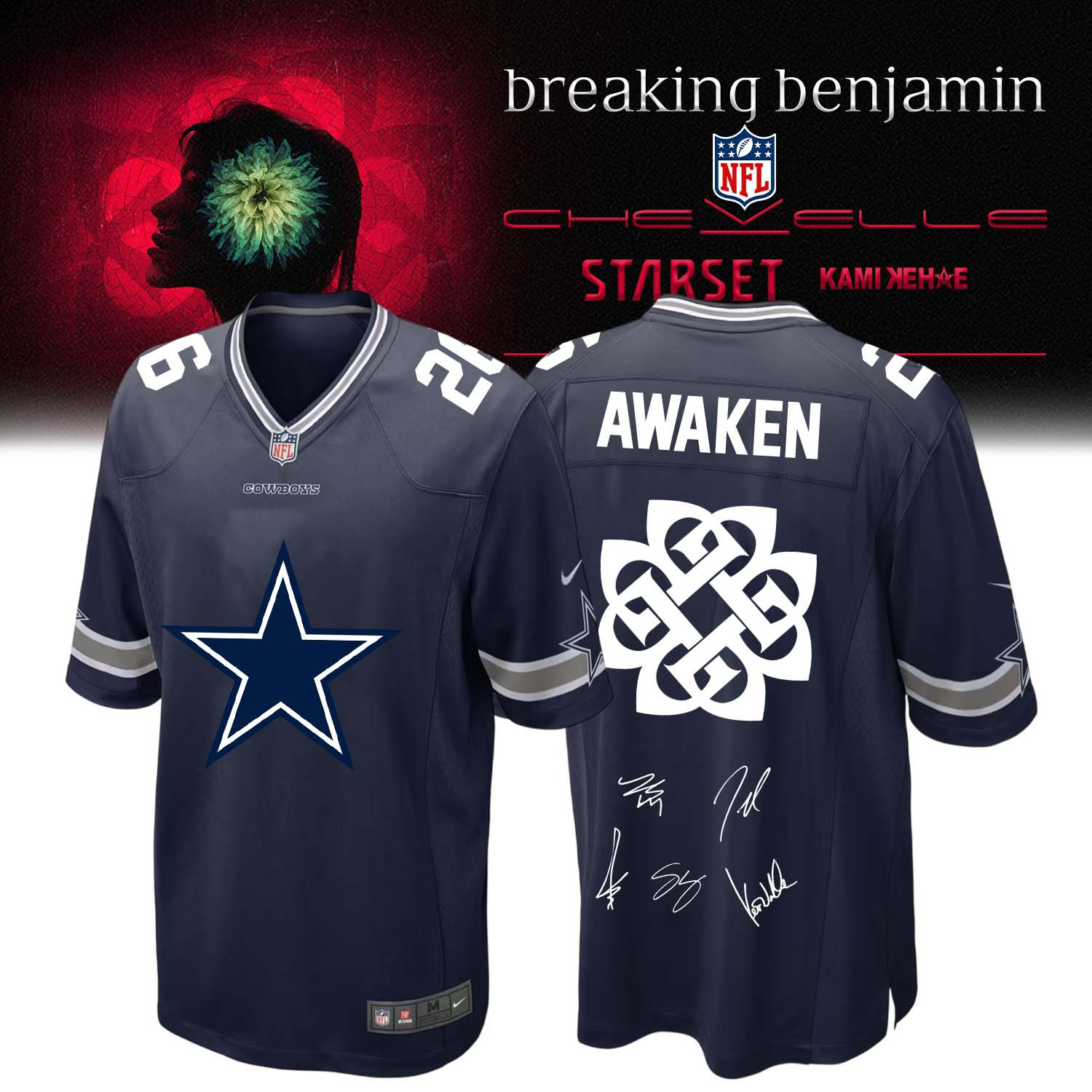 Dallas Cowboys Breaking Benjamin 2026 Football Jersey Graphic Apparel 2 - Unicasport Dallas Cowboys Breaking Benjamin 2026 Football Jersey Graphic Apparel