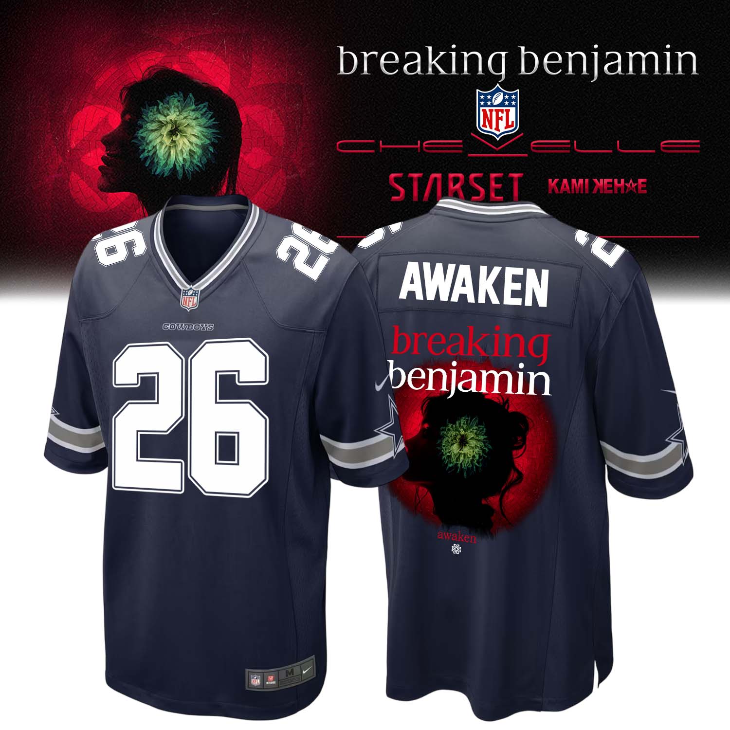 Dallas Cowboys Breaking Benjamin NFL 2026 Football Jersey Rock Music Collaboration Fan Edition 1 - Unicasport Dallas Cowboys Breaking Benjamin NFL 2026 Football Jersey Rock Music Collaboration Fan Edition