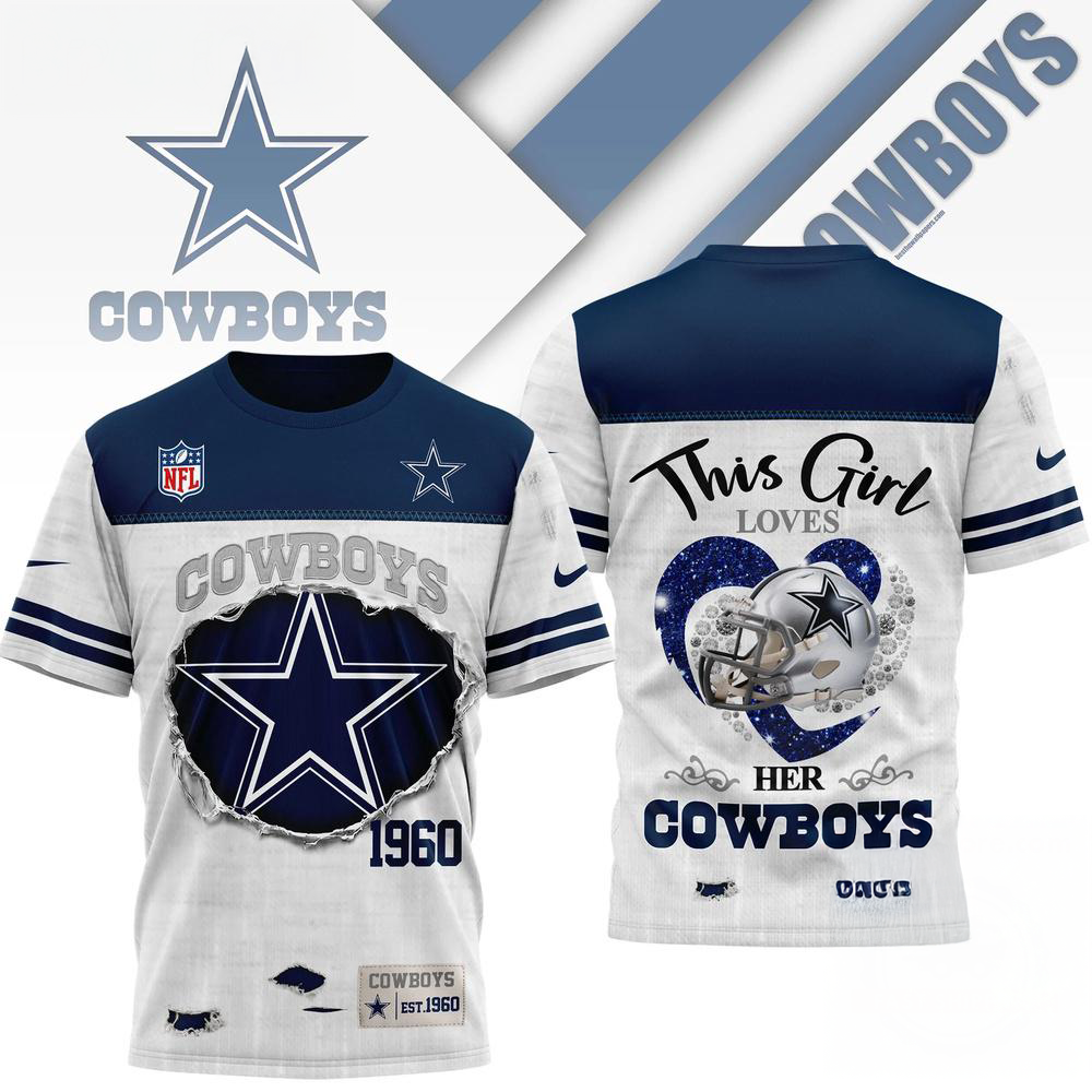 Dallas Cowboys NFL Veterans Legacy Team 3D Design T Shirt