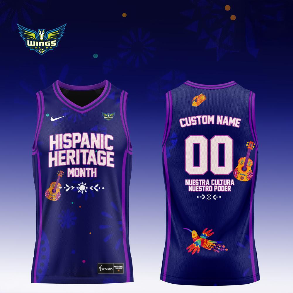 Dallas Wings Hispanic Heritage Month Basketball Jersey Custom Name & Number Purple Sleeveless Jersey 1 - Unicasport Dallas Wings Hispanic Heritage Month Basketball Jersey Custom Name & Number Purple Sleeveless Jersey