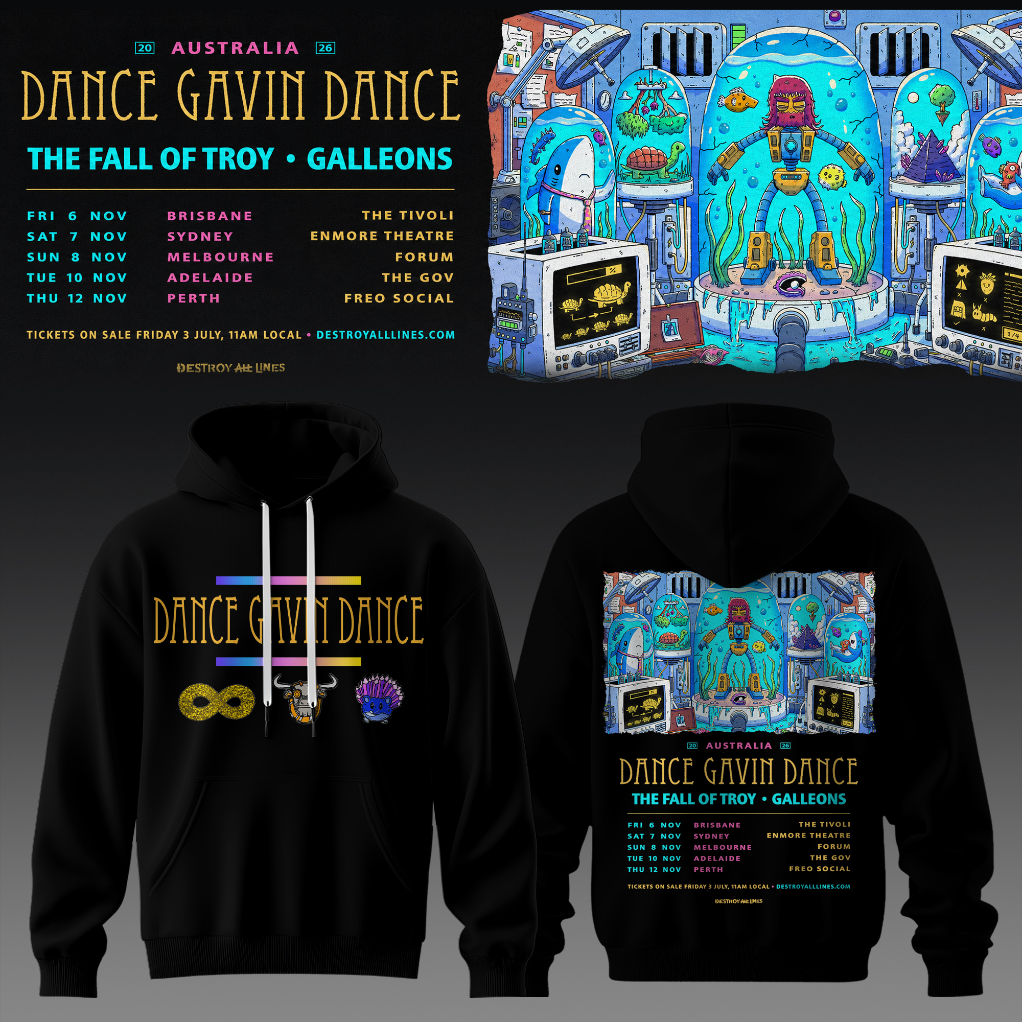 Dance Gavin Dance Australia Tour Collector Fan Apparel Collection