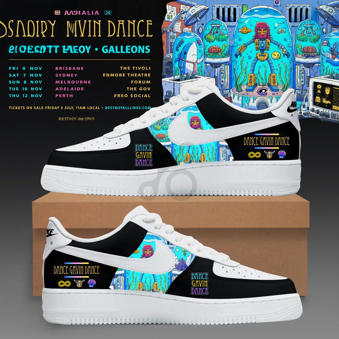 Dance Gavin Dance Australia Tour Nike Air Force 1 Sneakers Collection