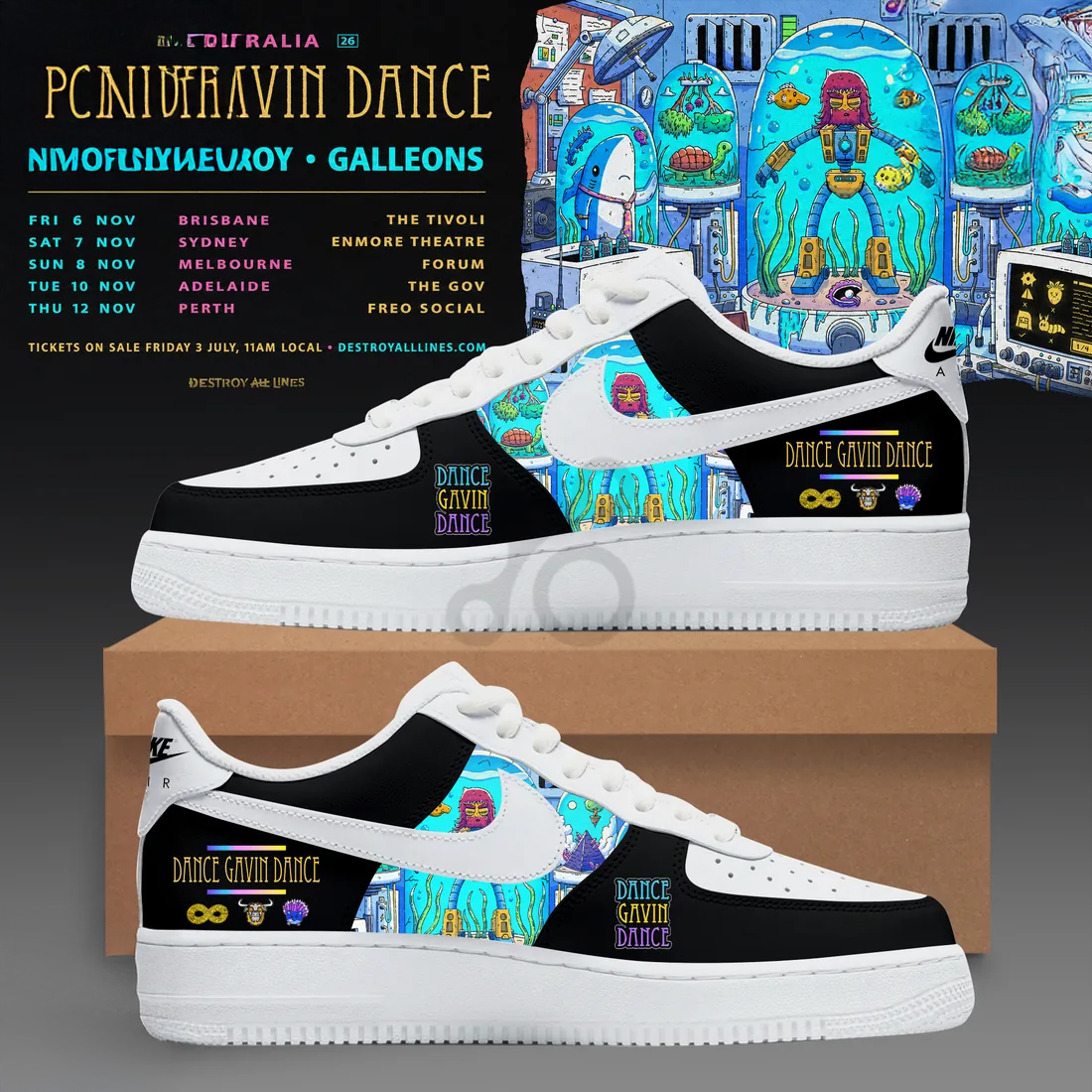 Dance Gavin Dance Australia Tour Nike Air Force Sneakers Collection