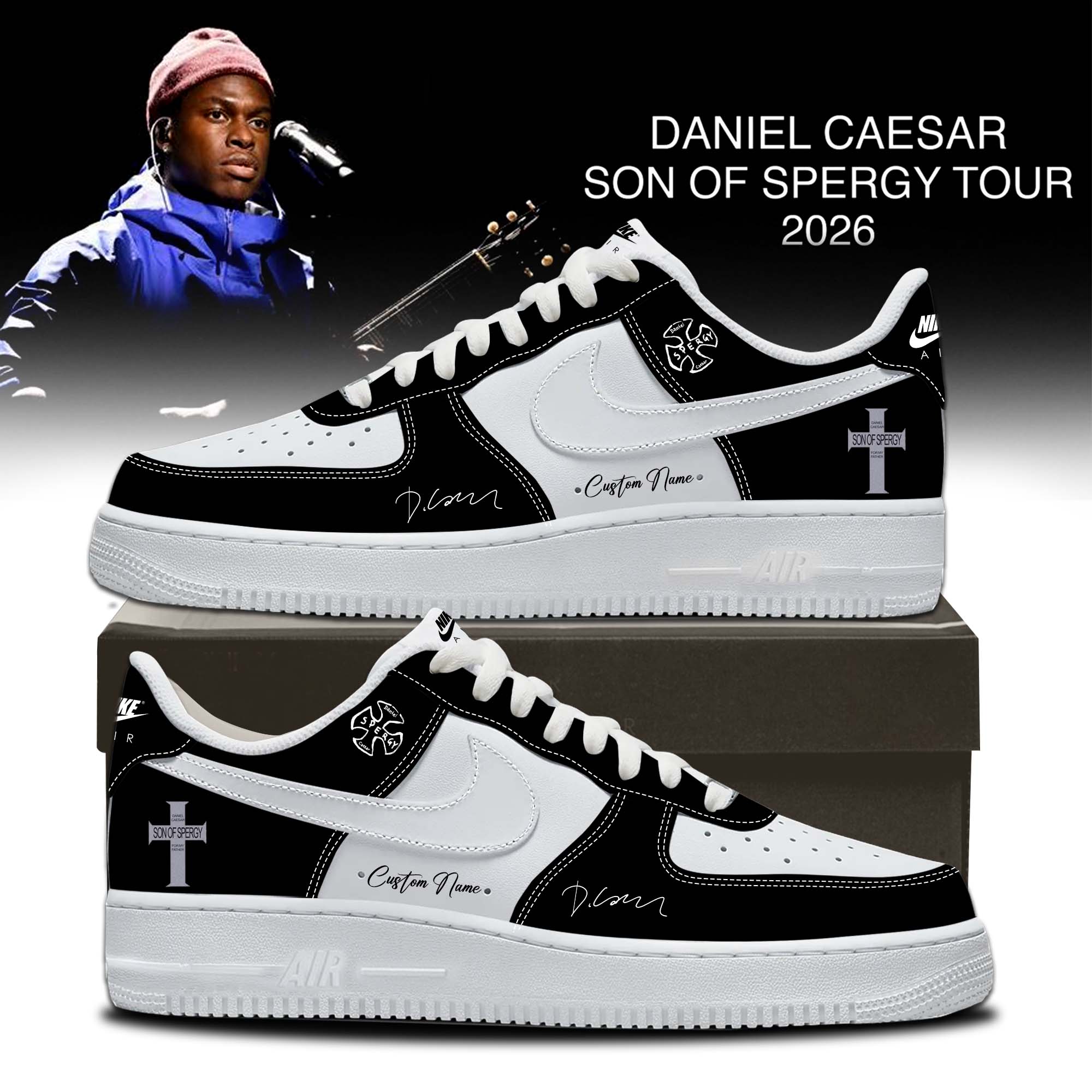 Daniel Caesar Son Of Spergy Tour Signed Custom Graphic Sneakers