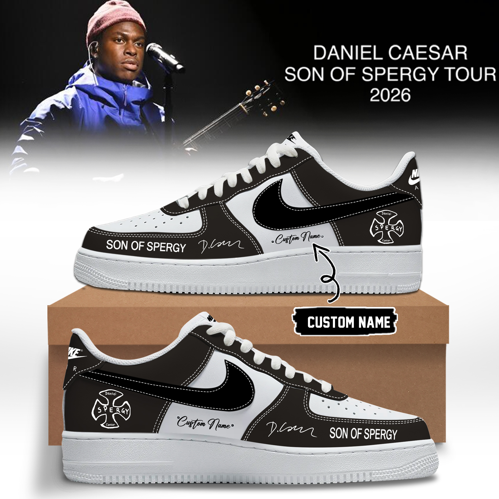 Daniel Caesar Son Of Spergy Tour Signed Custom High Top Sneakers