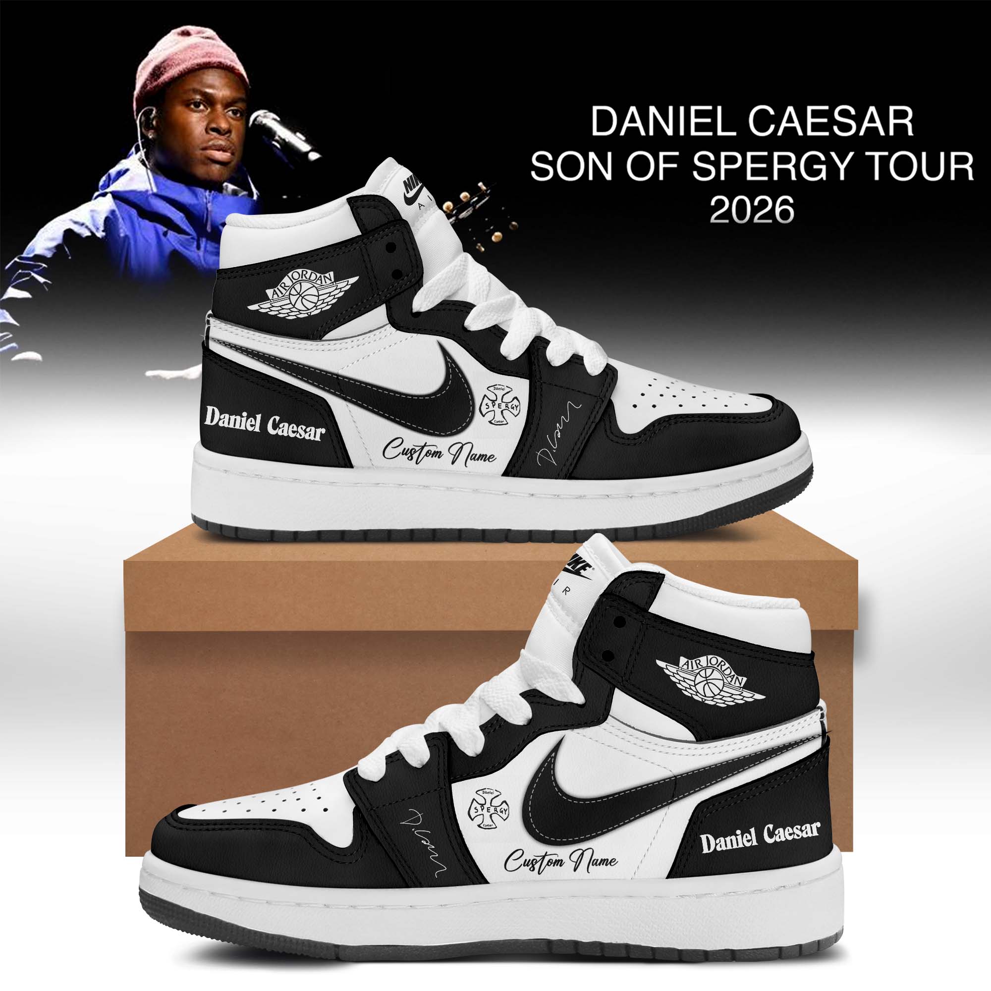Daniel Caesar Son Of Spergy Tour Signed Exclusive High Top Shoes