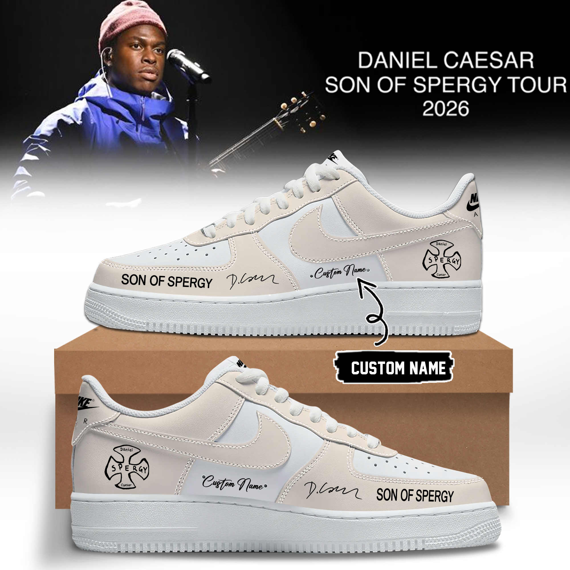 Daniel Caesar Son Of Spergy Tour Signed Graphic Fan Shoes