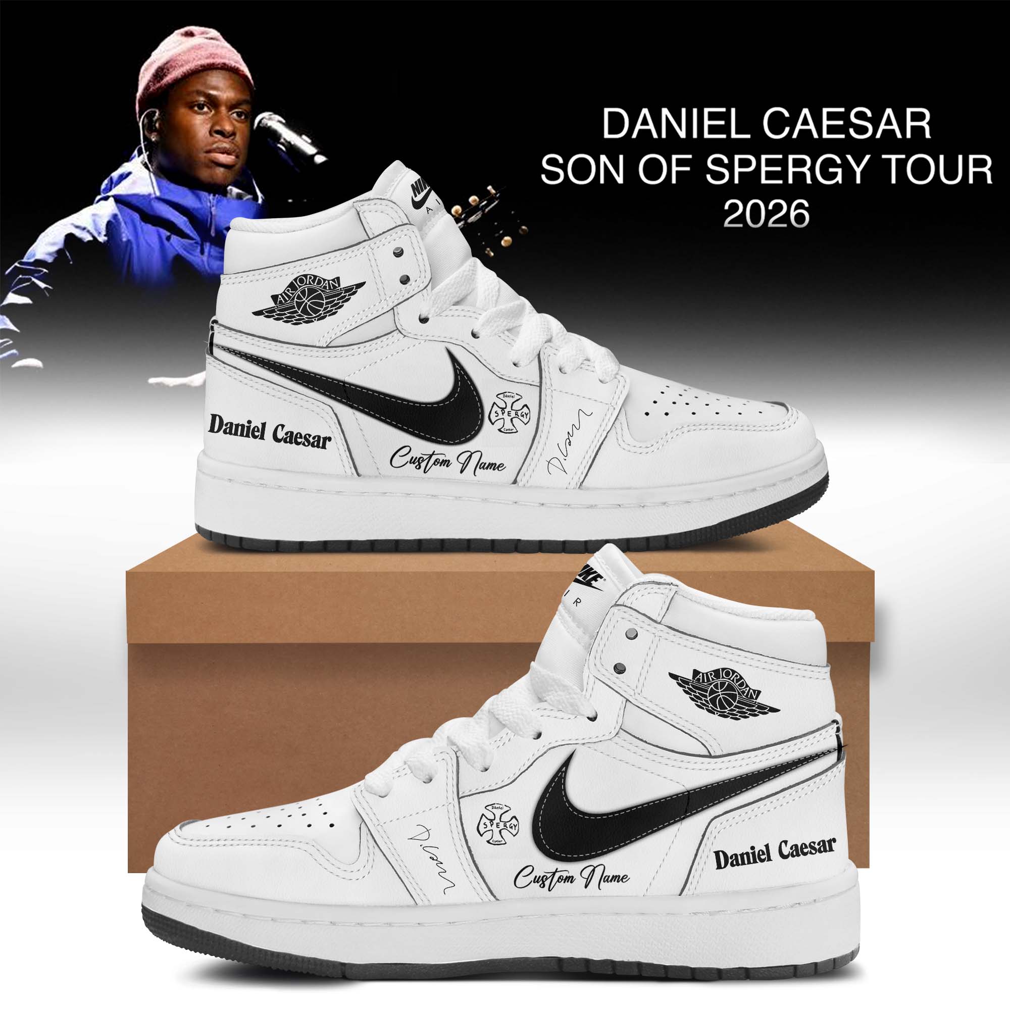 Daniel Caesar Son Of Spergy Tour Signed Premium Street Style Sneakers