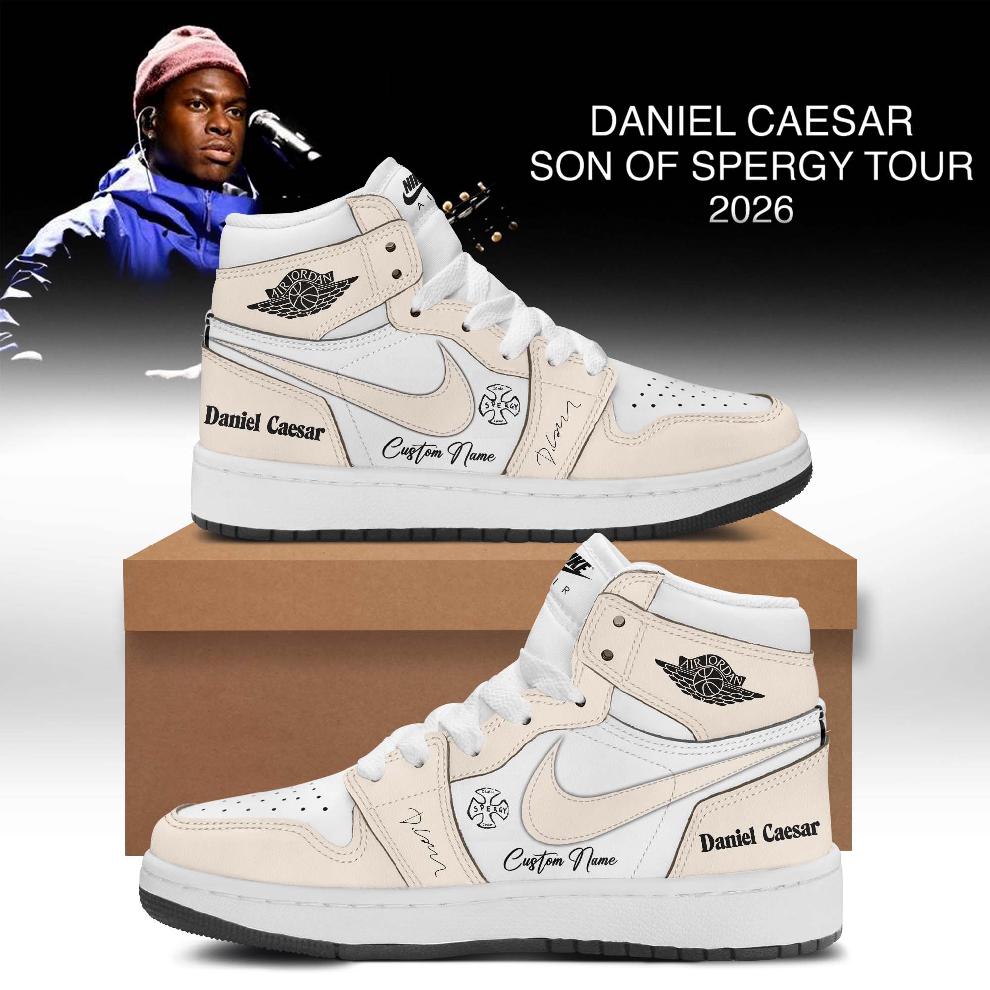 Daniel Caesar Son Of Spergy Tour Signed Signature Fan Sneakers