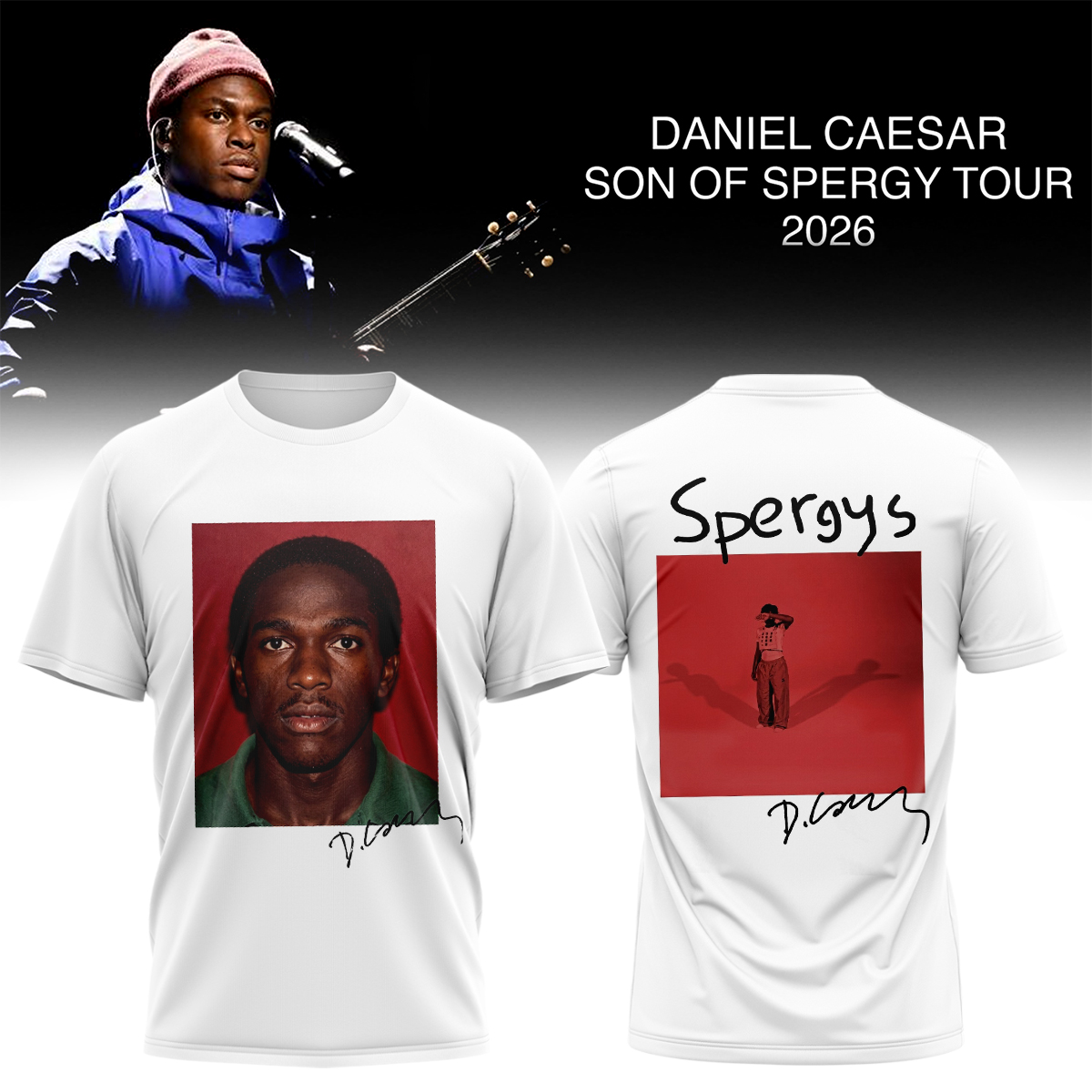 Daniel Caesar Son Of Spergy Tour Signed Signature Fan T Shirt