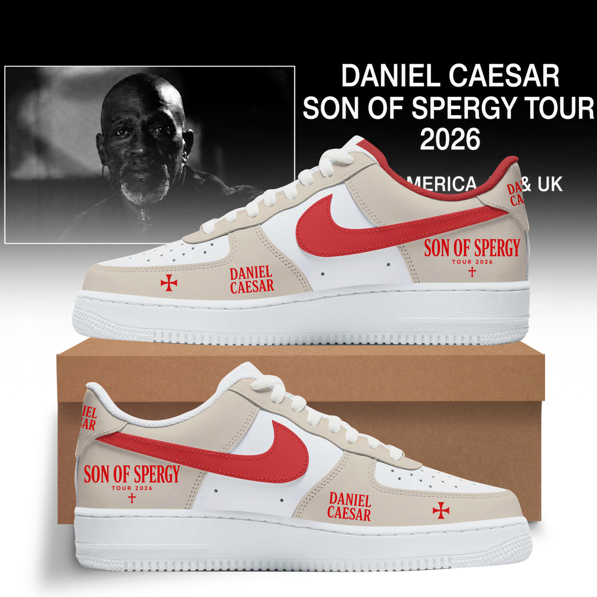 Daniel Caesar Son of Spergy Tour Custom Nike Air Force 1 Sneakers