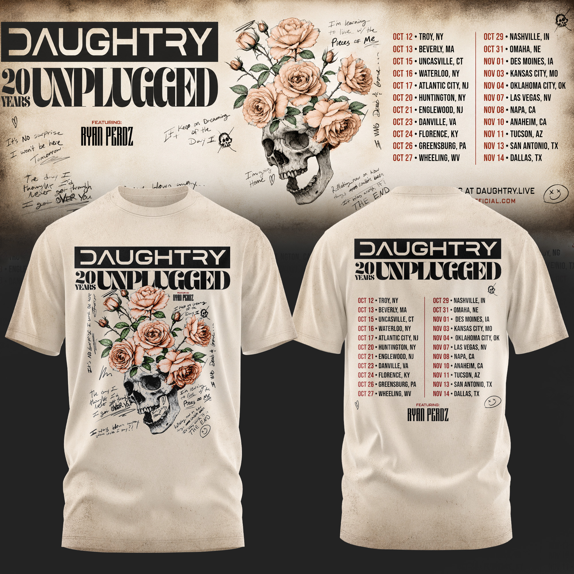 Daughtry 20 Years Unplugged 2026 Collector Edition Graphic T Shirt