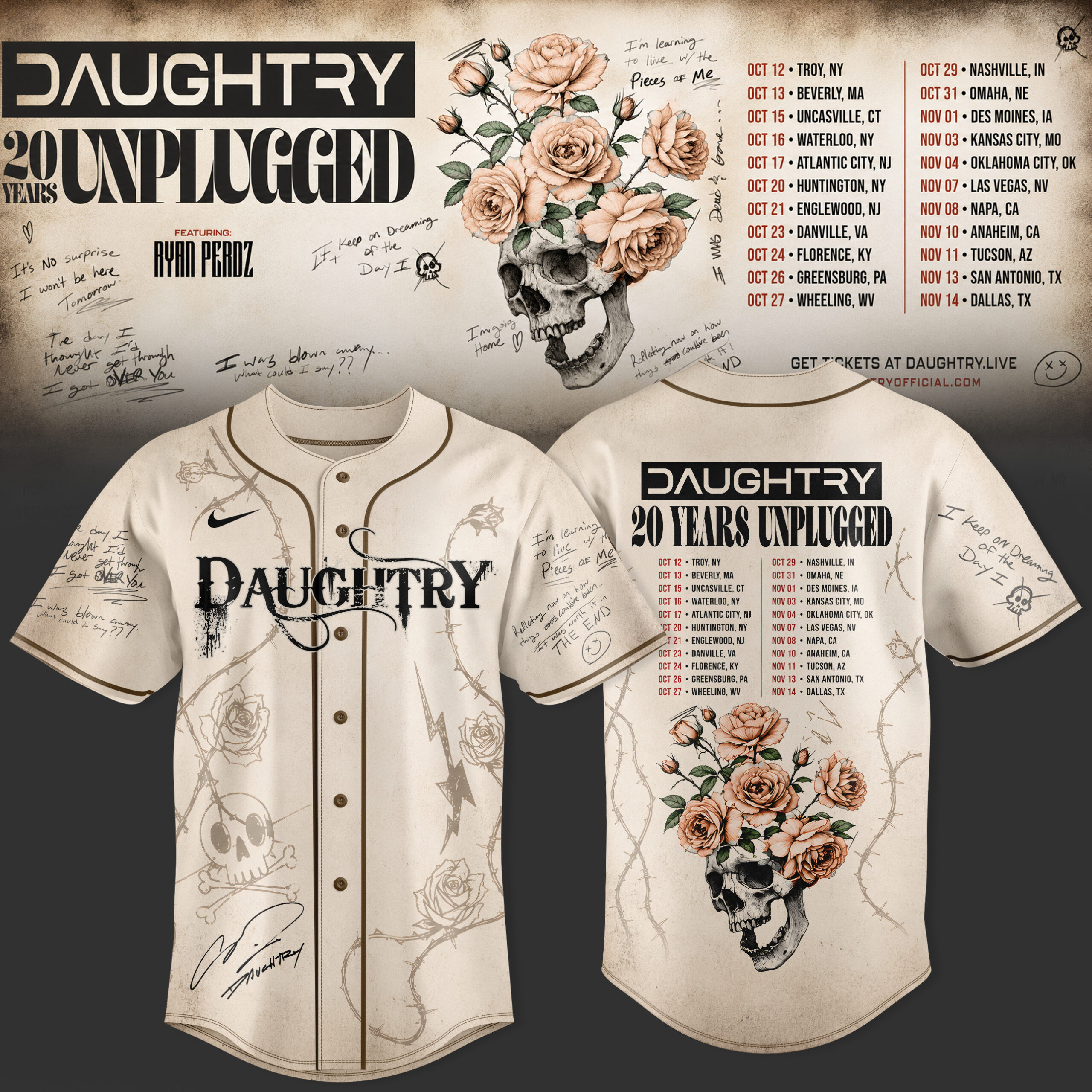 Daughtry 20 Years Unplugged 2026 Limited Edition Baseball Jersey
