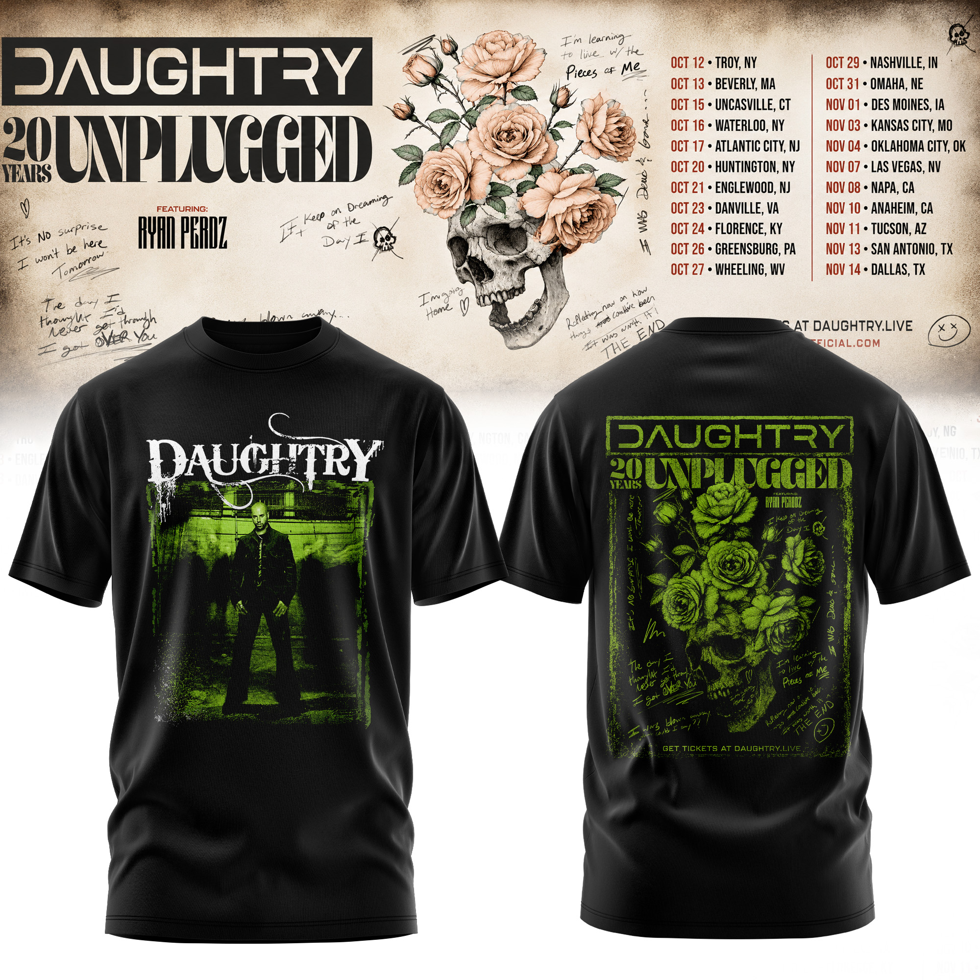 Daughtry 20 Years Unplugged 2026 Limited Edition Graphic T Shirt