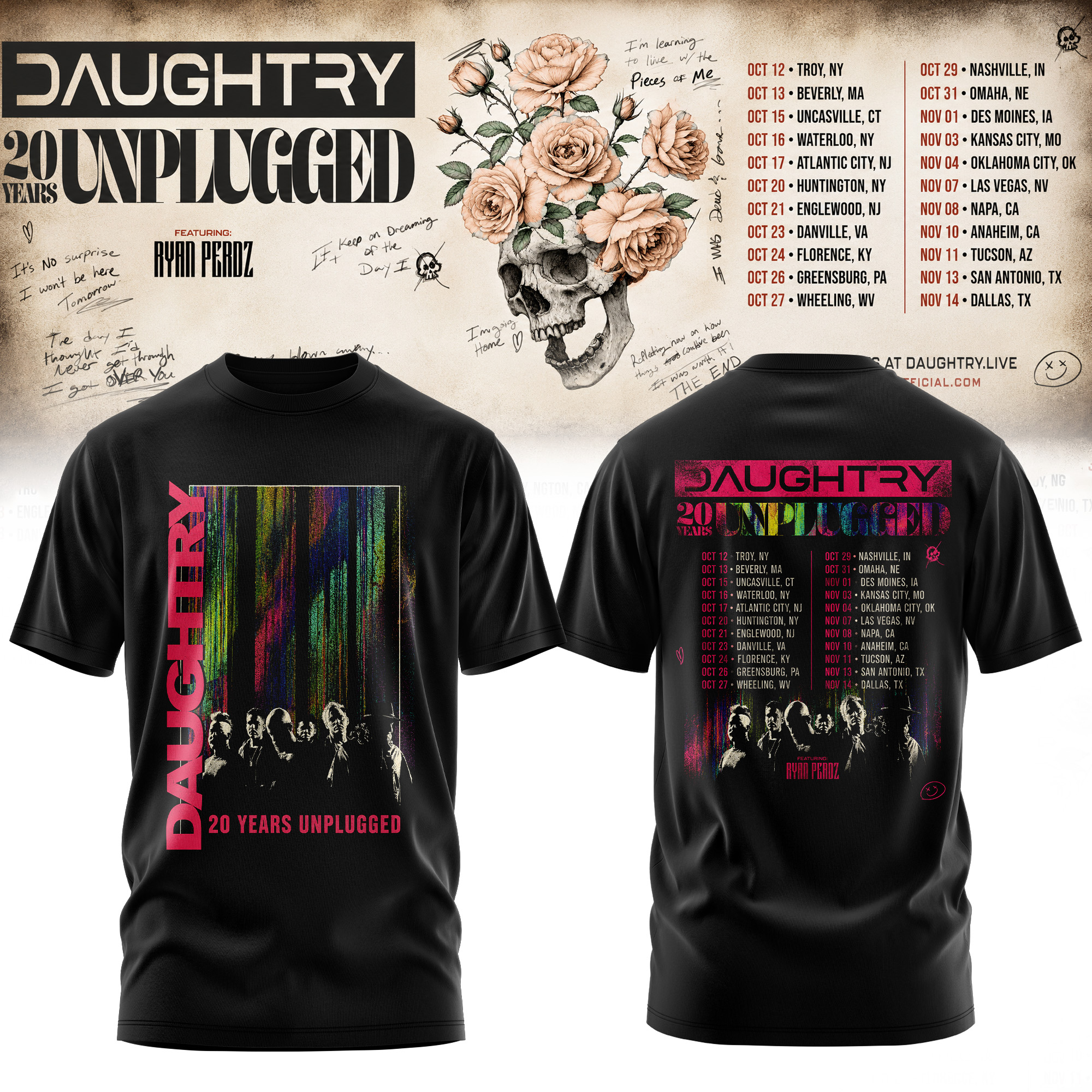 Daughtry 20 Years Unplugged 2026 Premium Concert Graphic Tee