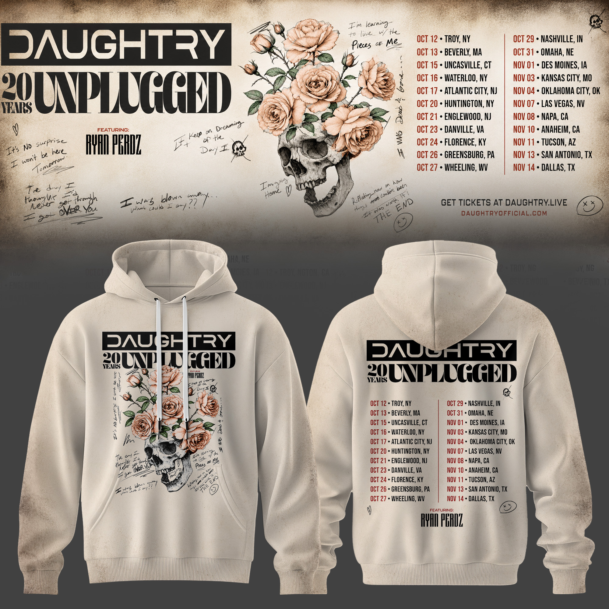 Daughtry 20 Years Unplugged 2026 Premium Concert Graphic Tee1