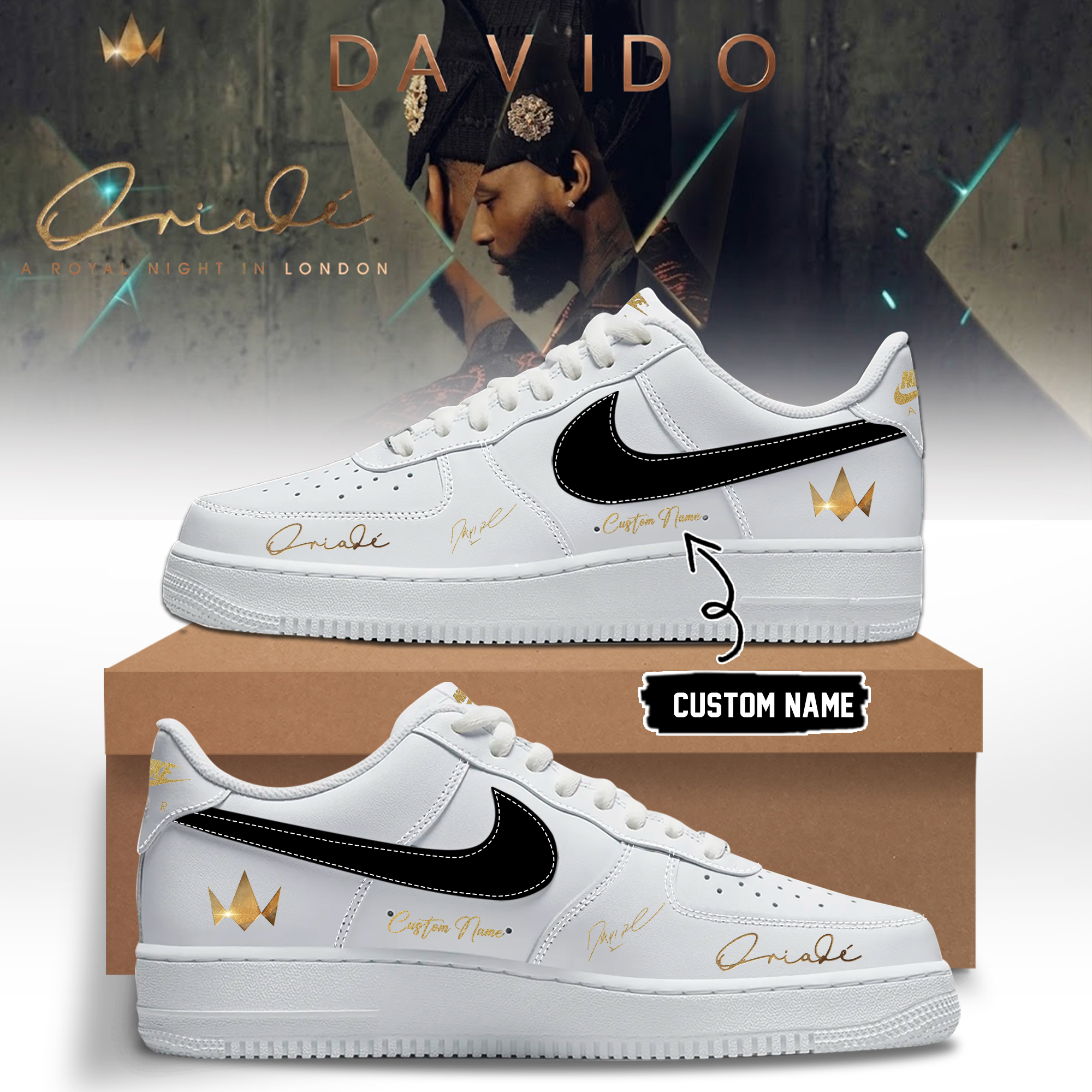Davido A Royal Night In London 2026 Concert Tour Custom Sneakers