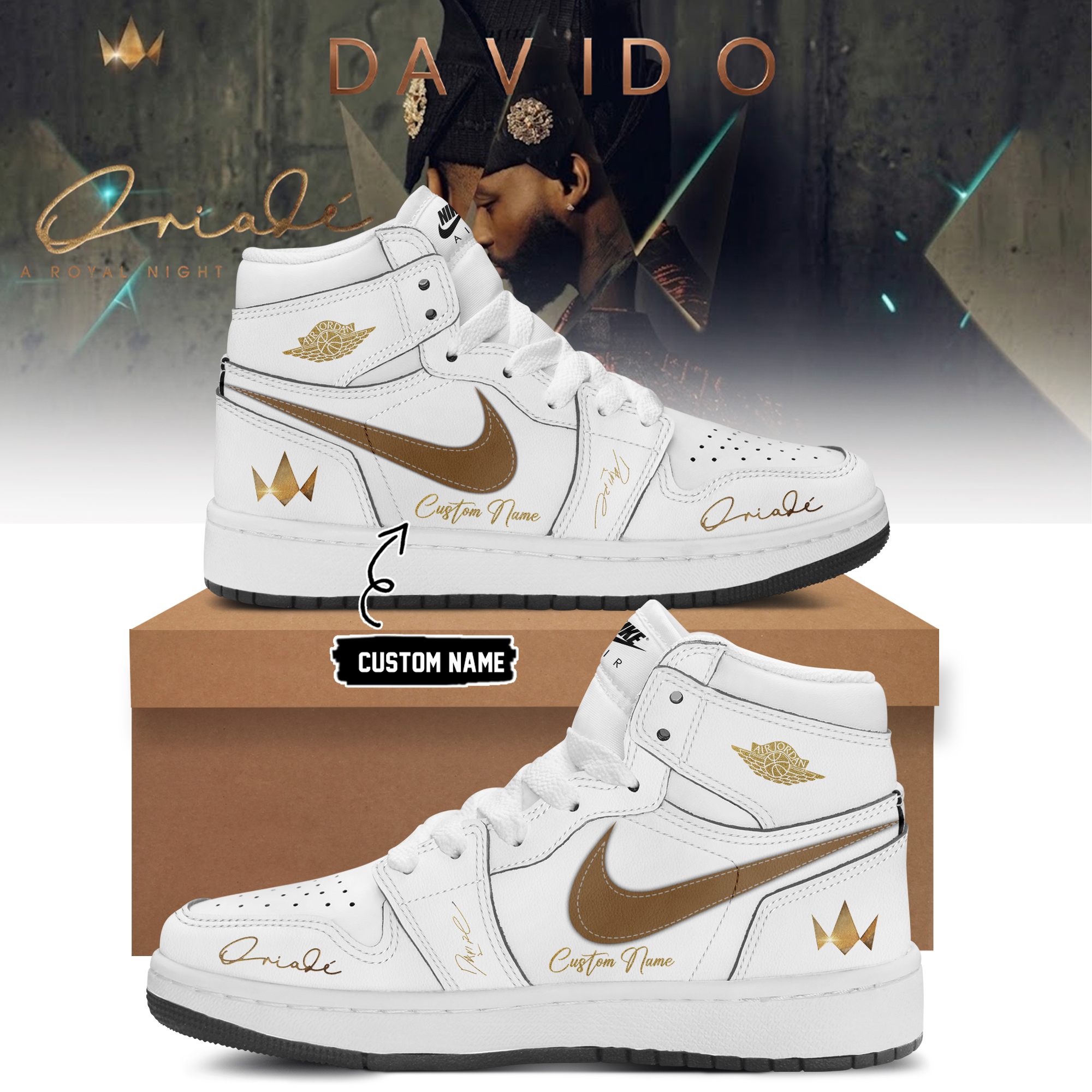 Davido A Royal Night In London 2026 Concert Tour High Top Shoes