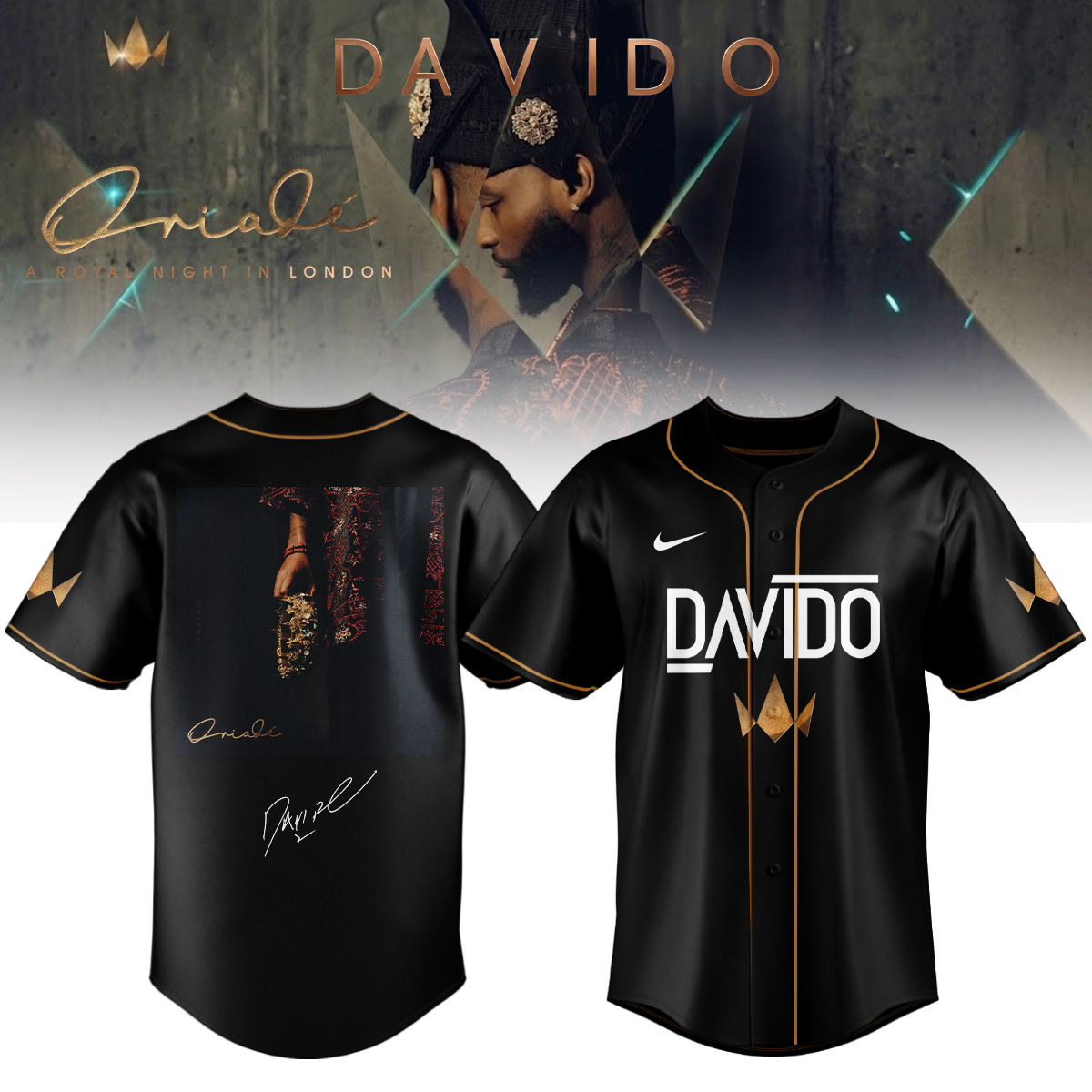 Davido A Royal Night In London 2026 Premium Fan Baseball Jersey