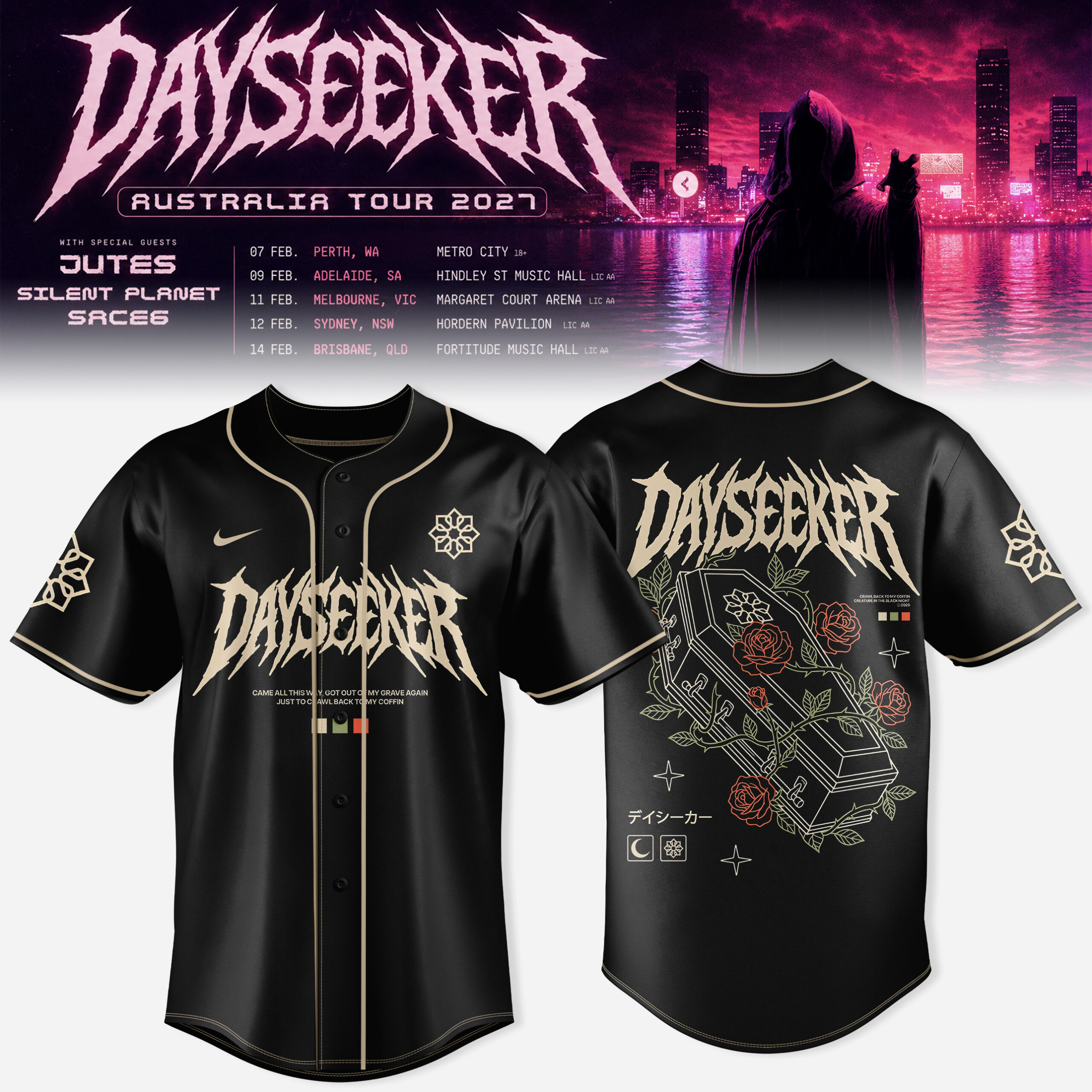 Dayseeker Creature In The Black Night Australian Tour 2027 Baseball Jersey